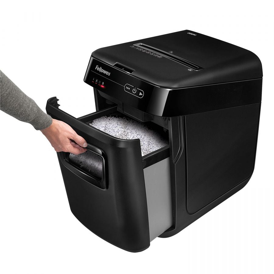 Fellowes AutoMax™ 200M Commercial Shredder – Automatic Feed, Cross-Cut, 10-Sheet Manual/200-Sheet Auto, Ultra-Quiet, Energy-Efficient for Office Use Fellowes AutoMax™ 200M Commercial Shredder – Automatic Feed, Cross-Cut, 10-Sheet Manual/200-Sheet Auto, Ultra-Quiet, Energy-Efficient for Office Use
